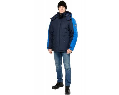 Куртка мужская утепленная рабочая «Челленджер» синяя с васильковым