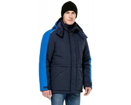 Куртка мужская утепленная рабочая «Челленджер» синяя с васильковым