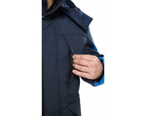 Куртка мужская утепленная рабочая «Челленджер» синяя с васильковым