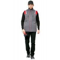 Жилет мужской утепленный рабочий "Авангард" серый-красный