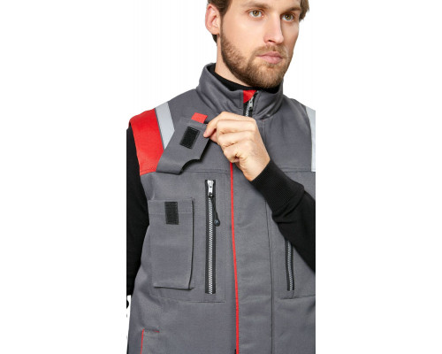 Жилет мужской утеплённый рабочий «Авангард» серый-красный
