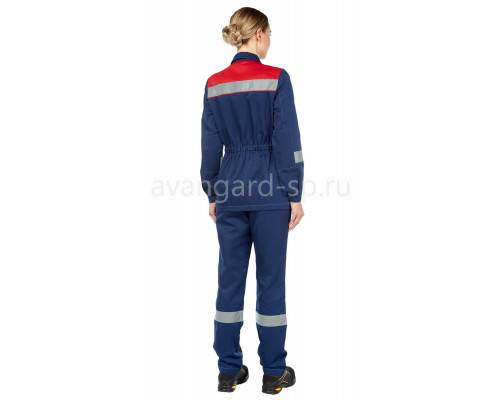 Костюм женский рабочий летний "Тимбер" синий-красный с ПК