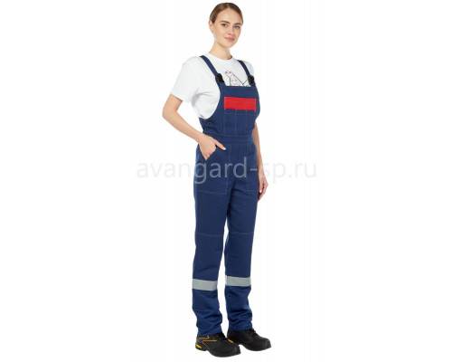 Костюм женский рабочий летний "Тимбер" синий-красный с ПК