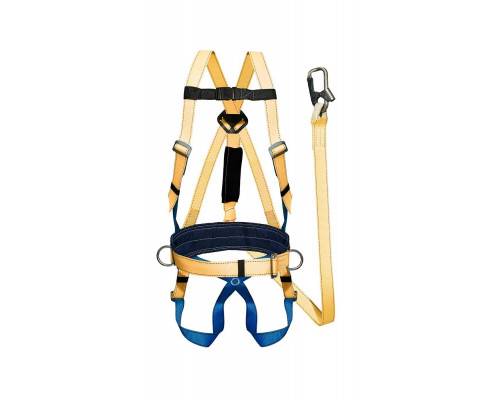 Удерживающая привязь с наплечными и набедренными лямками, со стропом из ленты с аморт УС-2аАЖ