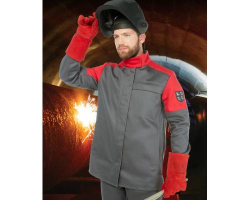 Костюм сварщика «Баклер» с ПК, цвет серый-красный