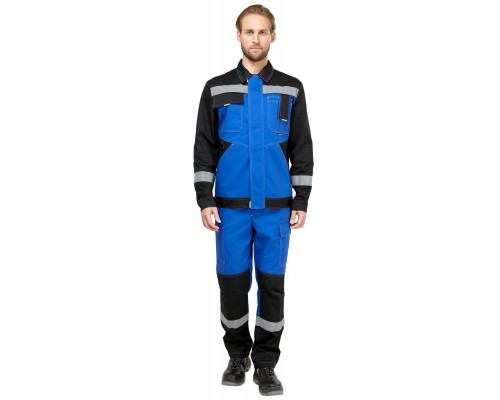 Костюм мужской рабочий летний «Гудзон» NEW василёк-чёрный