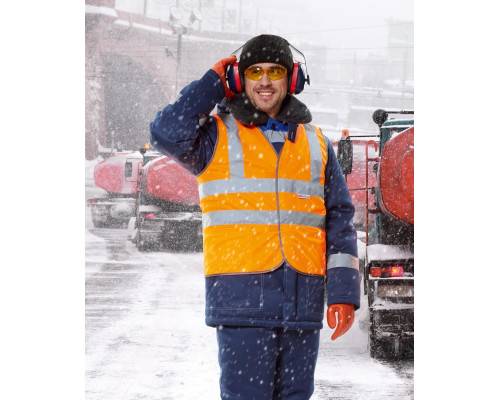 Жилет сигнальный "Маяк" цв. оранжевый (2 гориз., 2 верт.полосы СОП)