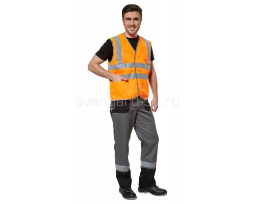Жилет сигнальный "Маяк" цв. оранжевый (2 гориз., 2 верт.полосы СОП)